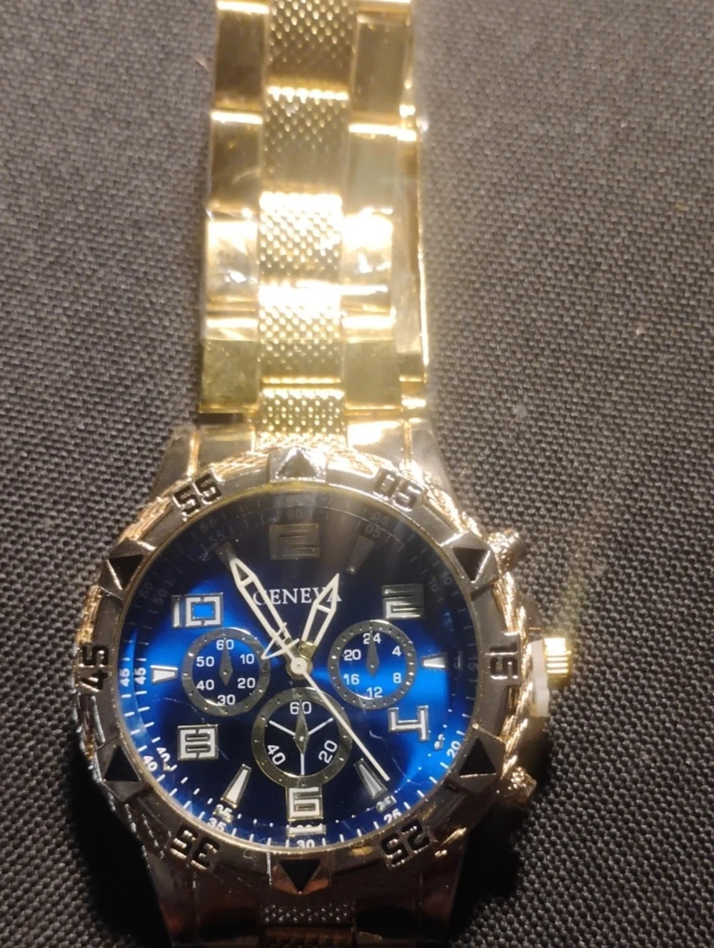 Geneva Gold-Tone Men's Watch with Blue Dial